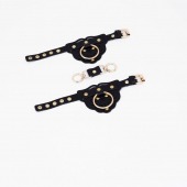 Черные наручники с золотистой фурнитурой - Crazy Handmade - купить с доставкой в Копейске