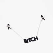 Зажимы на соски с кожаной подвеской Bitch - Crazy Handmade - купить с доставкой в Копейске