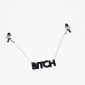 Зажимы на соски с кожаной подвеской Bitch - Crazy Handmade - купить с доставкой в Копейске
