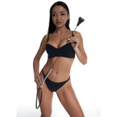 Стек с черным кожаным наконечником в виде сердца и металлической ручкой - 67 см. - Crazy Handmade - купить с доставкой в Копейске