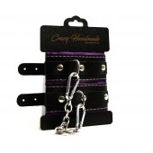 Черно-фиолетовые скругленные наручники с мягкой подкладкой - Crazy Handmade - купить с доставкой в Копейске