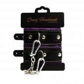 Черно-фиолетовые скругленные наручники с мягкой подкладкой - Crazy Handmade - купить с доставкой в Копейске