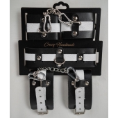 Набор фиксаторов из черной и белой натуральной кожи - Crazy Handmade - купить с доставкой в Копейске