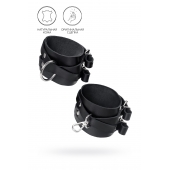 Черные кожаные оковы с двумя перекрёстными ремешками - Pecado - купить с доставкой в Копейске