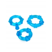 Набор из 3 синих эрекционных колец с различным рельефом - Erowoman-Eroman - в Копейске купить с доставкой