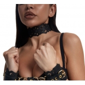 Черный ажурный чокер с золотистой фурнитурой - Crazy Handmade - купить с доставкой в Копейске