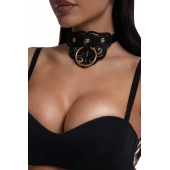 Черный чокер с клепками и золотистой фурнитурой - Crazy Handmade - купить с доставкой в Копейске