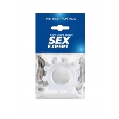 Прозрачное эрекционное кольцо со стимулирующими шариками - Sex Expert - в Копейске купить с доставкой