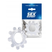 Прозрачное эрекционное кольцо со стимулирующими шариками - Sex Expert - в Копейске купить с доставкой