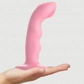 Розовая насадка-стимулятор Strap-On-Me Tapping Dildo Wave - Strap-on-me - купить с доставкой в Копейске