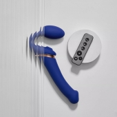 Синий безремневой страпон Multi Orgasm Bendable Strap-On size L с клиторальной стимуляцией - Strap-on-me - купить с доставкой в Копейске