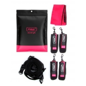 Черно-розовый эротический набор: фиксатор, оковы, наручники, повязка - Erokay - купить с доставкой в Копейске