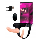 Женский страпон с 2 насадками, вибрацией и пультом ДУ - Erowoman-Eroman - купить с доставкой в Копейске