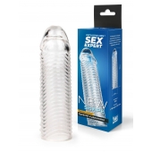 Прозрачная закрытая насадка на пенис с ребрышками - 16 см. - Sex Expert - в Копейске купить с доставкой