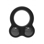 Черное эрекционное кольцо с утяжелителями Cockring Dual Weight - Dream Toys - в Копейске купить с доставкой