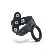 Черное эрекционное кольцо с подхватом мошонки на кнопках VS6 - Blush Novelties - в Копейске купить с доставкой