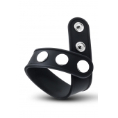 Черное эрекционное кольцо на кнопках - Blush Novelties - в Копейске купить с доставкой