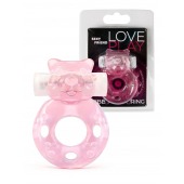 Розовое эрекционное виброкольцо в форме мишки - 1137 - в Копейске купить с доставкой