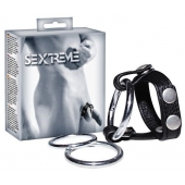 Подхват для мошонки с 3 съемными эрекционными кольцами Leder-Riemen - Orion - в Копейске купить с доставкой