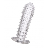 Гелевая прозрачная насадка c шипами - 12 см. - Toyfa Basic - в Копейске купить с доставкой