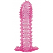 Гелевая розовая насадка с шипами - 12 см. - Toyfa Basic - в Копейске купить с доставкой