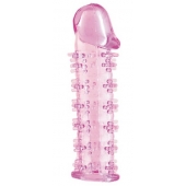 Гелевая розовая насадка на фаллос с шипами - 12 см. - Toyfa Basic - в Копейске купить с доставкой