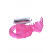 Розовая вибронасадка со стимулятор клитора   Язычок - Toyfa Basic - в Копейске купить с доставкой
