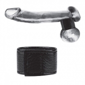 Чёрная утяжка на мошонку 1  Velcro Ball Stretcher - BlueLine - купить с доставкой в Копейске