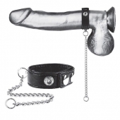 Утяжка на пенис с поводком Snap Cock Ring With 12  Leash - BlueLine - купить с доставкой в Копейске