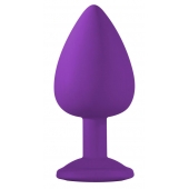 Большая фиолетовая анальная пробка Emotions Cutie Large с голубым кристаллом - 10 см. - Lola Games - купить с доставкой в Копейске