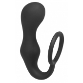 Чёрное эрекционное кольцо с анальной пробкой Double Pleasure Anal Plug - Lola Games - в Копейске купить с доставкой