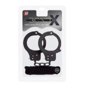 Чёрные наручники из листового металла в комплекте с веревкой BONDX METAL CUFFS LOVE ROPE SET - Dream Toys - купить с доставкой в Копейске