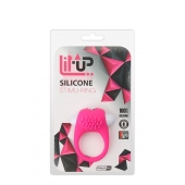 Розовое эрекционное кольцо с щеточкой LIT-UP SILICONE STIMU RING 5 - Dream Toys - в Копейске купить с доставкой