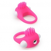 Розовое эрекционное кольцо с щеточкой LIT-UP SILICONE STIMU RING 5 - Dream Toys - в Копейске купить с доставкой