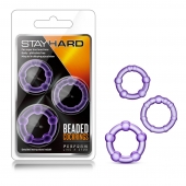 Набор из 3 фиолетовых эрекционных колец Stay Hard Beaded Cockrings - Blush Novelties - в Копейске купить с доставкой