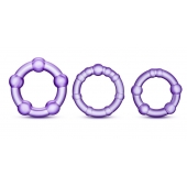 Набор из 3 фиолетовых эрекционных колец Stay Hard Beaded Cockrings - Blush Novelties - в Копейске купить с доставкой