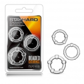 Набор из 3 прозрачных эрекционных колец Stay Hard Beaded Cockrings - Blush Novelties - в Копейске купить с доставкой