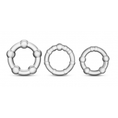 Набор из 3 прозрачных эрекционных колец Stay Hard Beaded Cockrings - Blush Novelties - в Копейске купить с доставкой