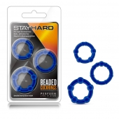 Набор из 3 синих эрекционных колец Stay Hard Beaded Cockrings - Blush Novelties - в Копейске купить с доставкой