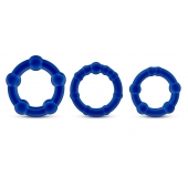 Набор из 3 синих эрекционных колец Stay Hard Beaded Cockrings - Blush Novelties - в Копейске купить с доставкой