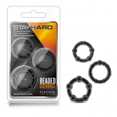 Набор из 3 чёрных эрекционных колец Stay Hard Beaded Cockrings - Blush Novelties - в Копейске купить с доставкой