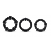 Набор из 3 чёрных эрекционных колец Stay Hard Beaded Cockrings - Blush Novelties - в Копейске купить с доставкой