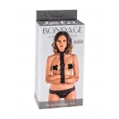 Ошейник с длинной лентой и наручниками Strap Bondage Kit Plus Size - Lola Games - купить с доставкой в Копейске