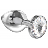 Большая серебристая анальная пробка Diamond Clear Sparkle Large с прозрачным кристаллом - 8 см. - Lola Games - купить с доставкой в Копейске
