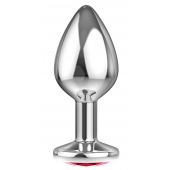 Большая серебристая анальная пробка Diamond Red Sparkle Large с красным кристаллом - 8 см. - Lola Games - купить с доставкой в Копейске