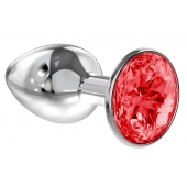 Малая серебристая анальная пробка Diamond Red Sparkle Small с красным кристаллом - 7 см. - Lola Games - купить с доставкой в Копейске