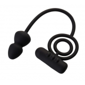 Чёрное эрекционное кольцо с вибропулькой и анальным хвостом - Erotist Adult Toys - в Копейске купить с доставкой