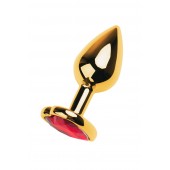 Золотистая анальная пробка с кристаллом-сердцем - 7,5 см. - ToyFa - купить с доставкой в Копейске