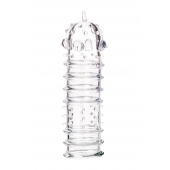 Прозрачная насадка на пенис TOYFA A-Toys с ребрами и точками - 15,3 см. - A-toys - в Копейске купить с доставкой