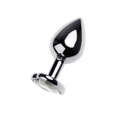 Серебристая анальная пробка с прозрачным кристаллом-сердцем - 8 см. - ToyFa - купить с доставкой в Копейске